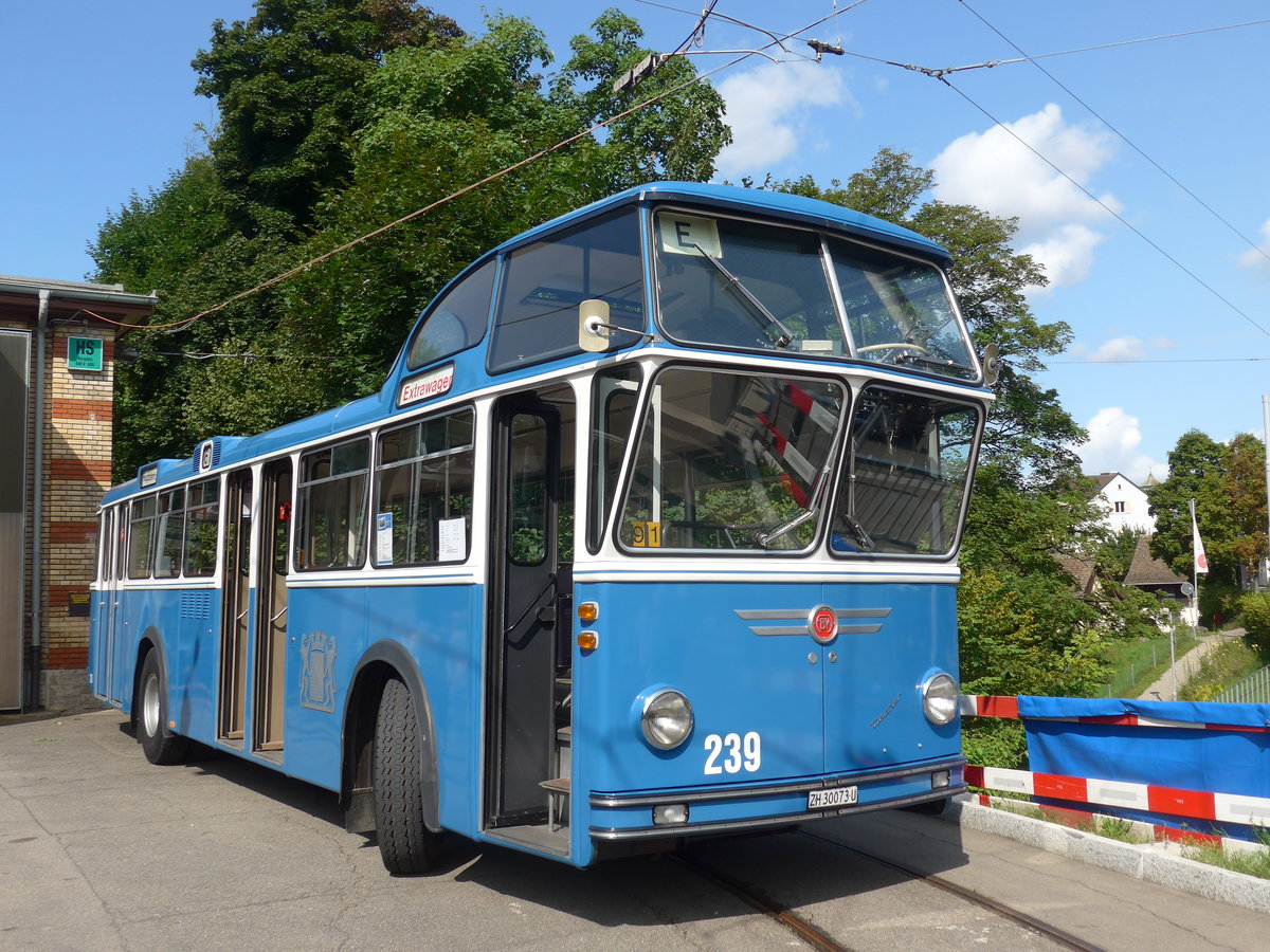 (183'725) - FBW-Club, Mnnedorf - Nr. 239/ZH 30'073 U - FBW/Tscher Hochlenker (ex VBZ Zrich Nr. 239; ex Kamm, Schlieren; ex VBZ Zrich Nr. 239; ex VBZ Zrich Nr. 219) am 20. August 2017 in Zrich, Burgwies