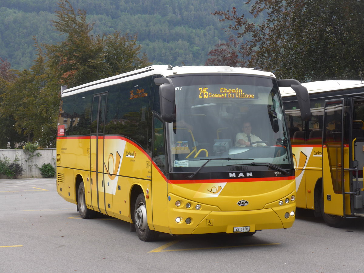 (184'016) - TMR Martigny - Nr. 127/VS 1110 - MAN/Beulas am 24. August 2017 beim Bahnhof Martigny