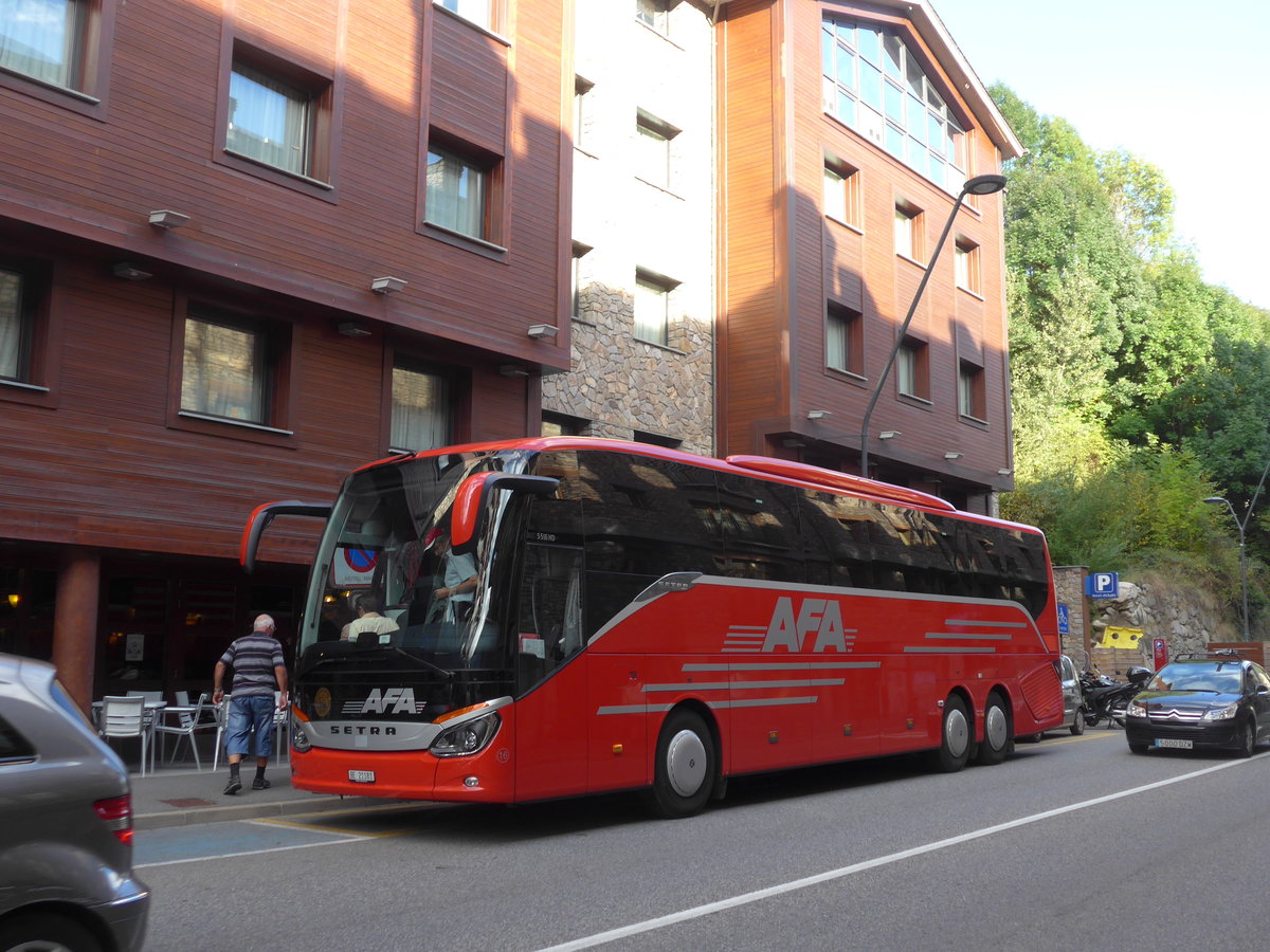 (185'275) - Aus der Schweiz: AFA Adelboden - Nr. 16/BE 21'181 - Setra am 26. September 2017 in La Massana, Hotel Mgic