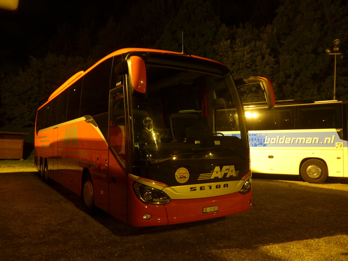 (185'281) - Aus der Schweiz: AFA Adelboden - Nr. 16/BE 21'181 - Setra am 26. September 2017 in La Massana, Carparkplatz