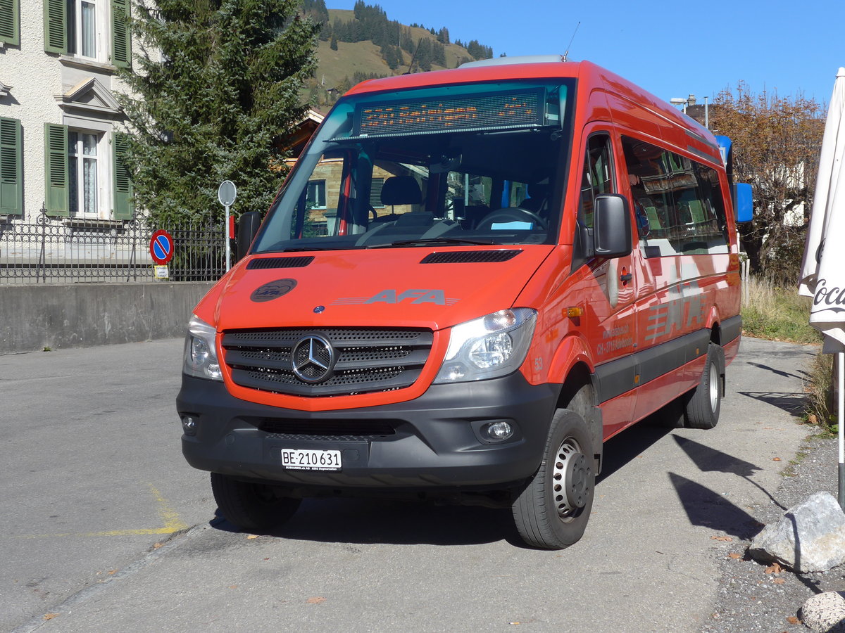 (185'888) - AFA Adelboden - Nr. 53/BE 210'631 - Mercedes am 16. Oktober 2017 beim Bahnhof Zweisimmen