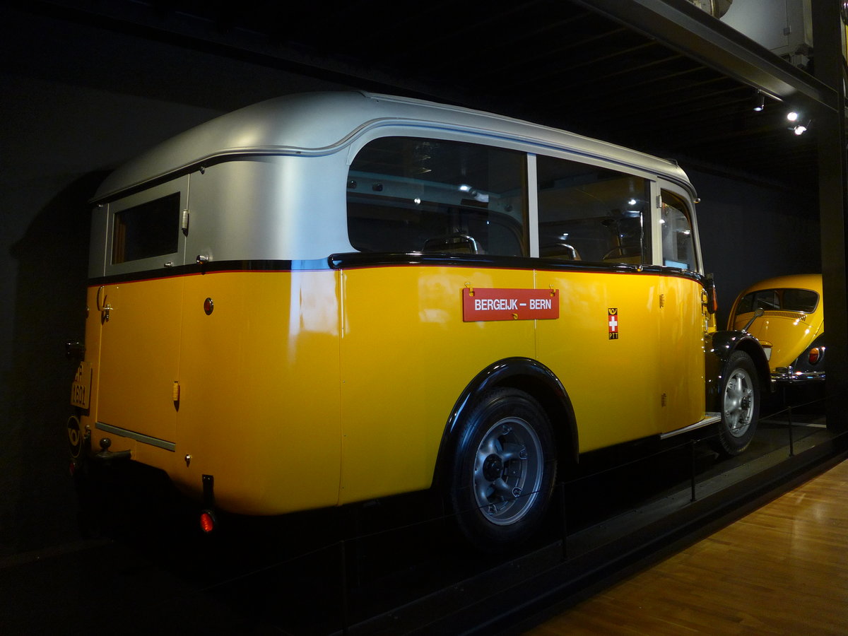 (186'540) - PTT-Regie - P 1601 - Saurer/Saurer (ex Nussbaumer, Ganterschwil) am 19. November 2017 in Bern, Museum fr Kommunikation