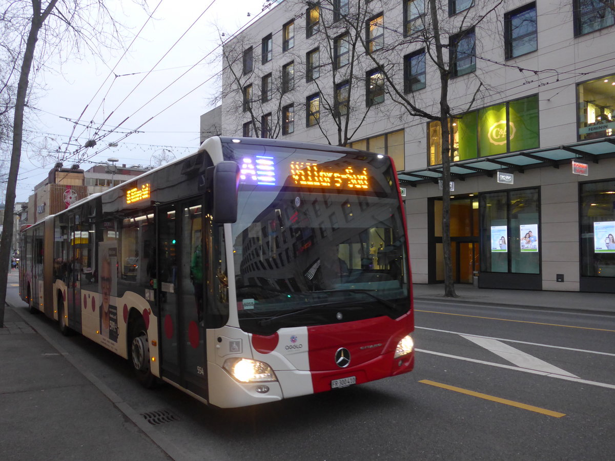 (186'729) - TPF Fribourg - Nr. 554/FR 300'410 - Mercedes am 27. November 2017 beim Bahnhof Fribourg