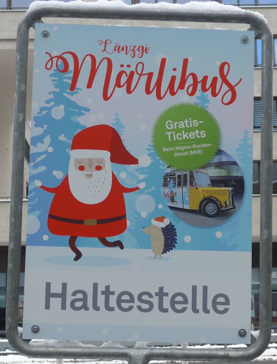 (186'817) - Lnzgi Marlibus-Haltestellenschild am 9. Dezember 2017 in Stans, Lnderpark