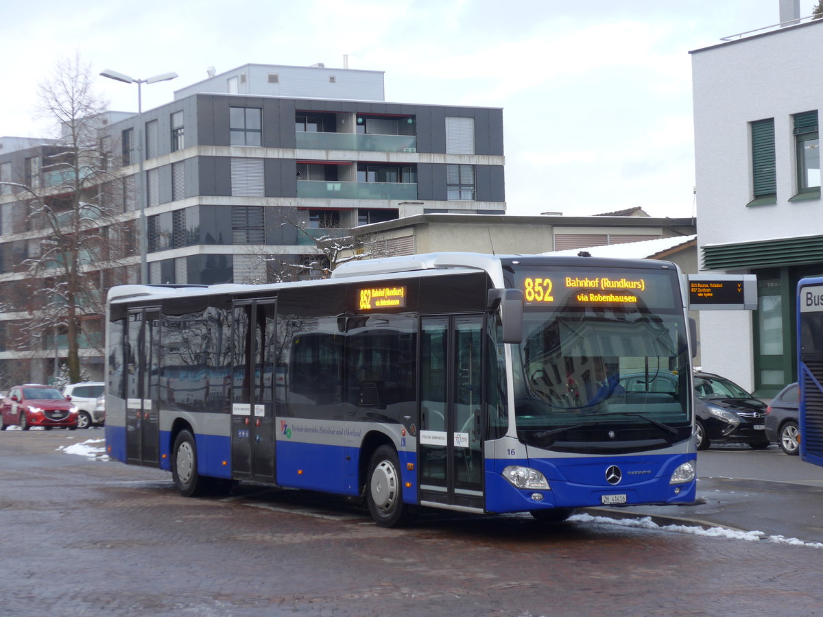 (186'903) - VZO Grningen - Nr. 16/ZH 41'416 - Mercedes am 9. Dezember 2017 beim Bahnhof Wetzikon