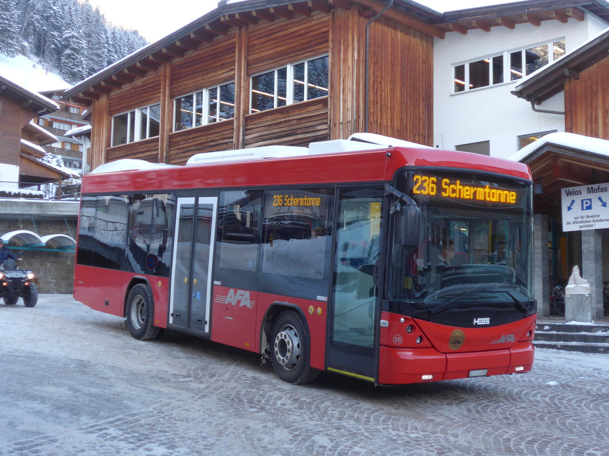 (187'464) - AFA Adelboden - Nr. 55/BE 611'055 - Scania/Hess am 29. Dezember 2017 in Adelboden, Busstation