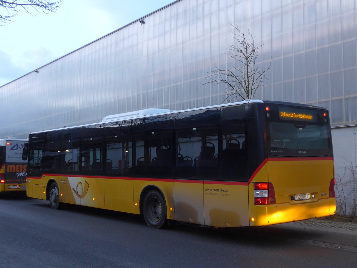 (187'688) - Wyss, Boningen - Nr. 65/SO 21'793 - MAN am 7. Januar 2018 beim Bahnhof Frutigen