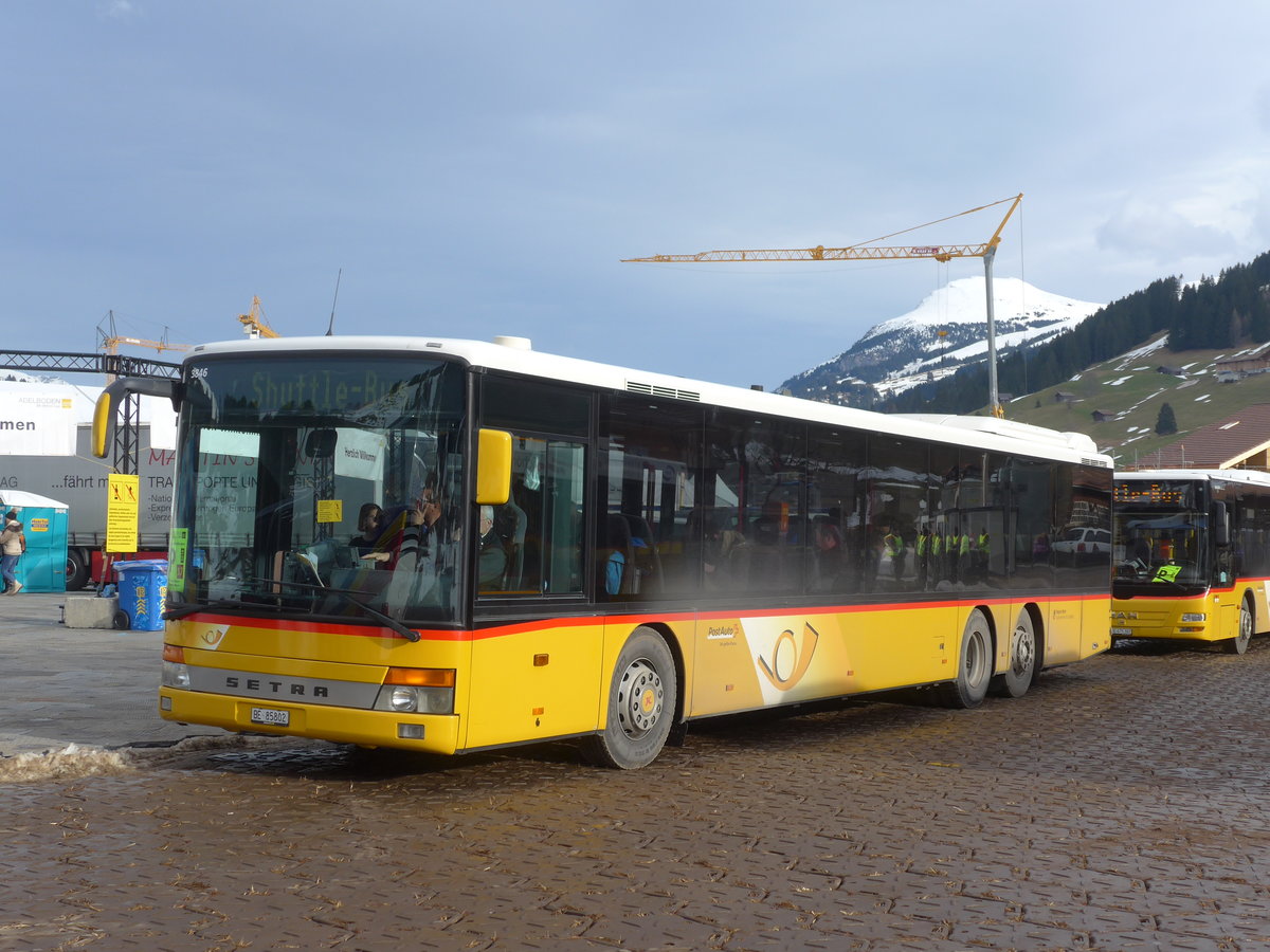 (187'766) - AVA Aarberg - Nr. 11/BE 85'802 - Setra (ex Nr. 2) am 7. Januar 2018 in Adelboden, Weltcup