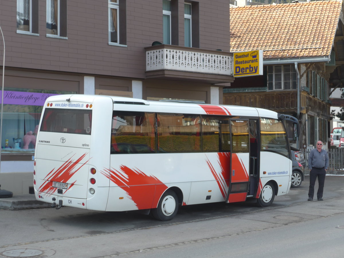 (188'080) - Stuker, Melchnau - BE 338'845 - Toyota/Caetano am 28. Januar 2018 in Zweisimmen, Restaurant Derby