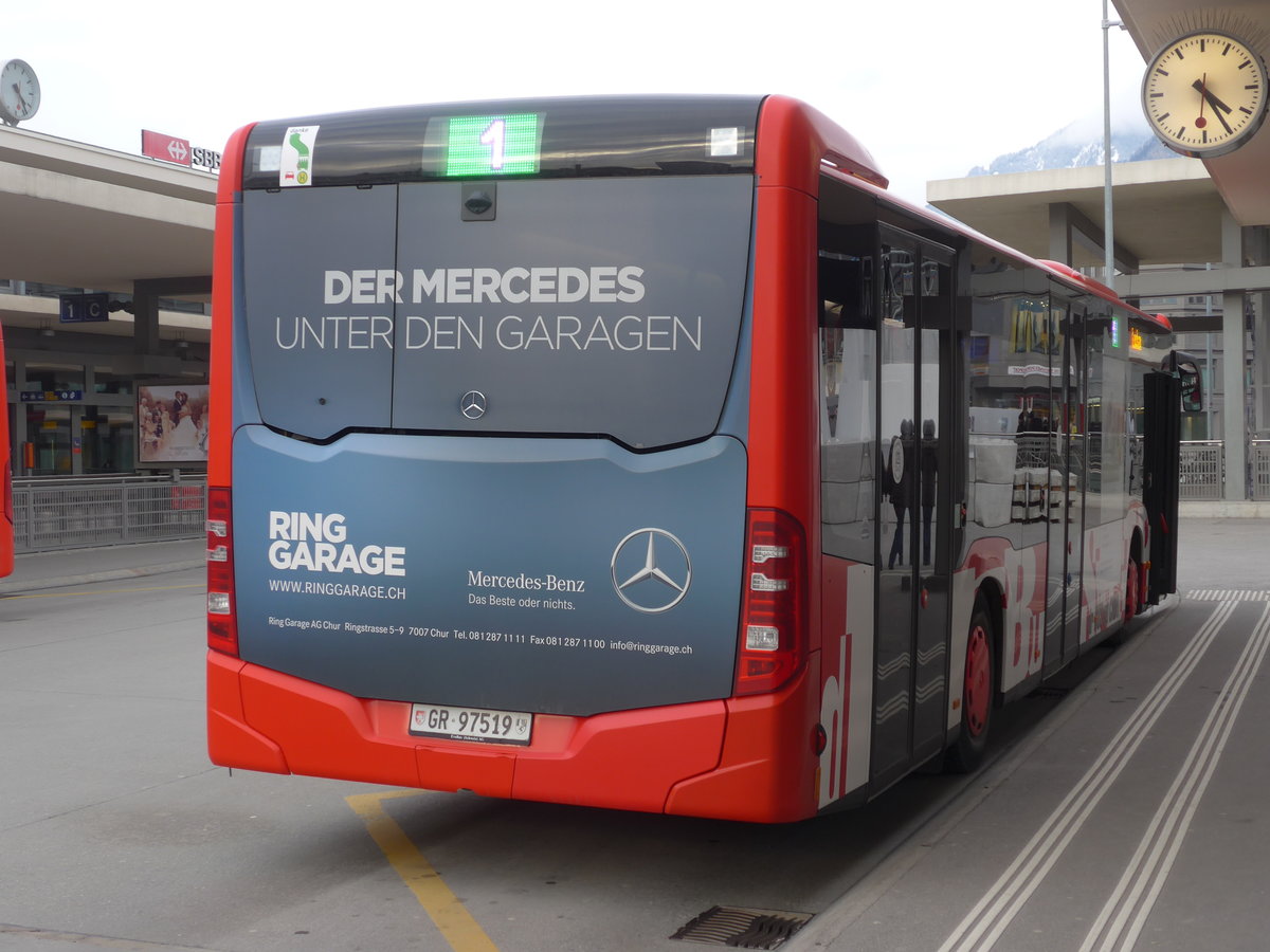 (188'178) - SBC Chur - Nr. 19/GR 97'519 - Mercedes am 3. Februar 2018 beim Bahnhof Chur