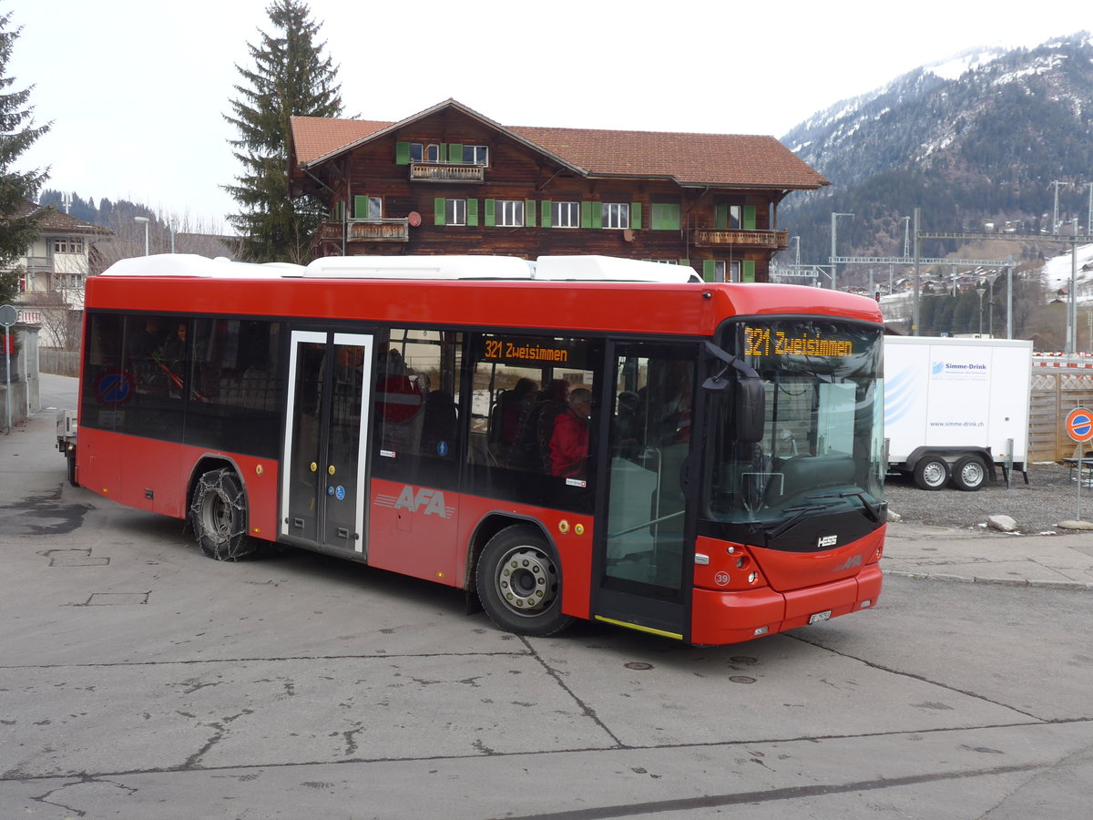 (188'201) - AFA Adelboden - Nr. 39/BE 25'753 - Scania/Hess am 4. Februar 2018 beim Bahnhof Zweisimmen