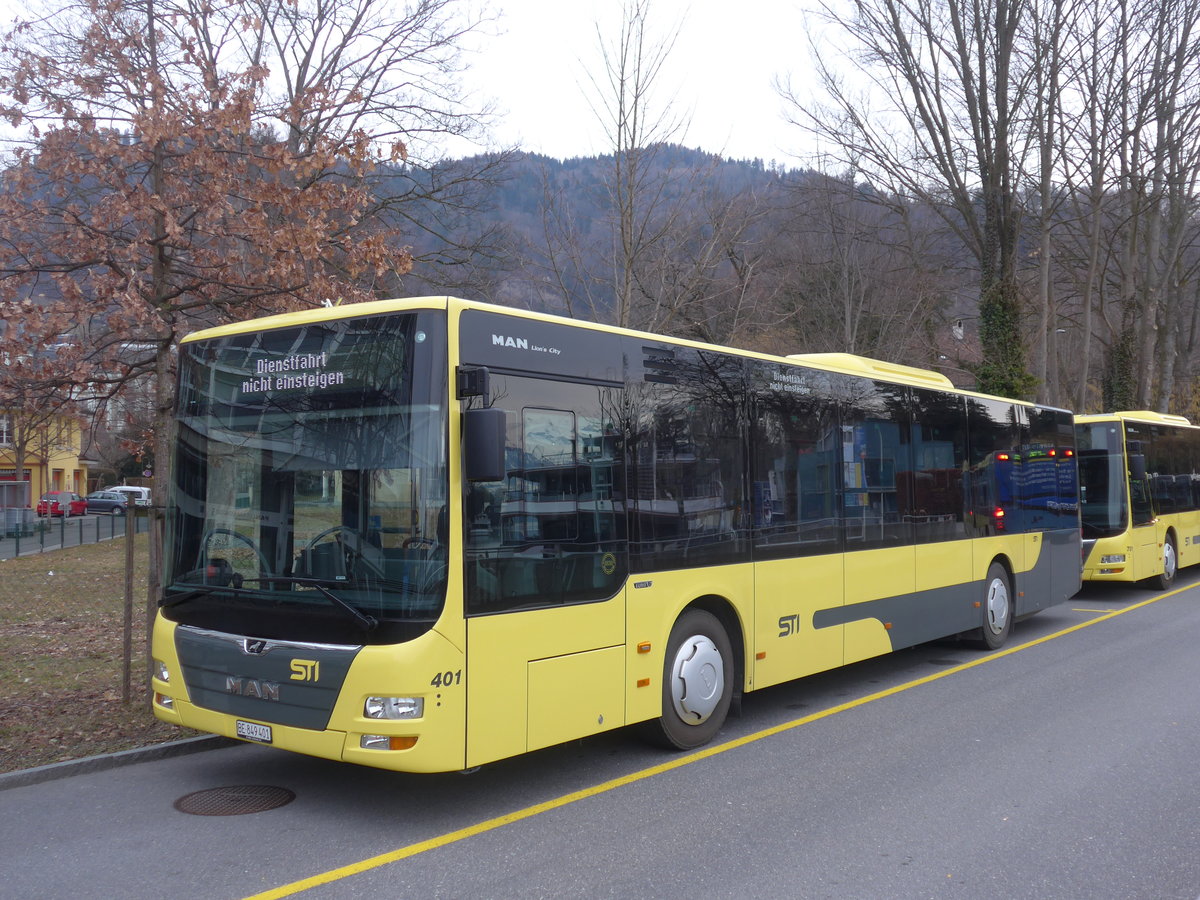 (188'225) - STI Thun - Nr. 401/BE 849'401 - MAN am 5. Februar 2018 bei der Schifflndte Thun