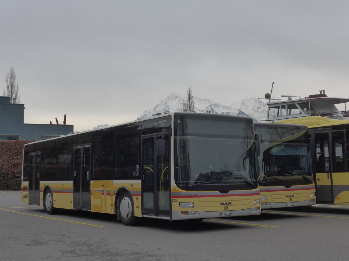 (188'229) - STI Thun - Nr. 123/BE 700'123 - MAN am 5. Februar 2018 bei der Schifflndte Thun