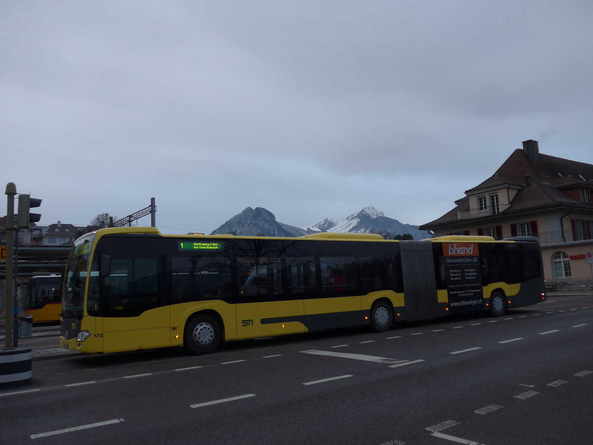 (188'357) - STI Thun - Nr. 172/BE 752'172 - Mercedes am 11. Februar 2018 beim Bahnhof Spiez