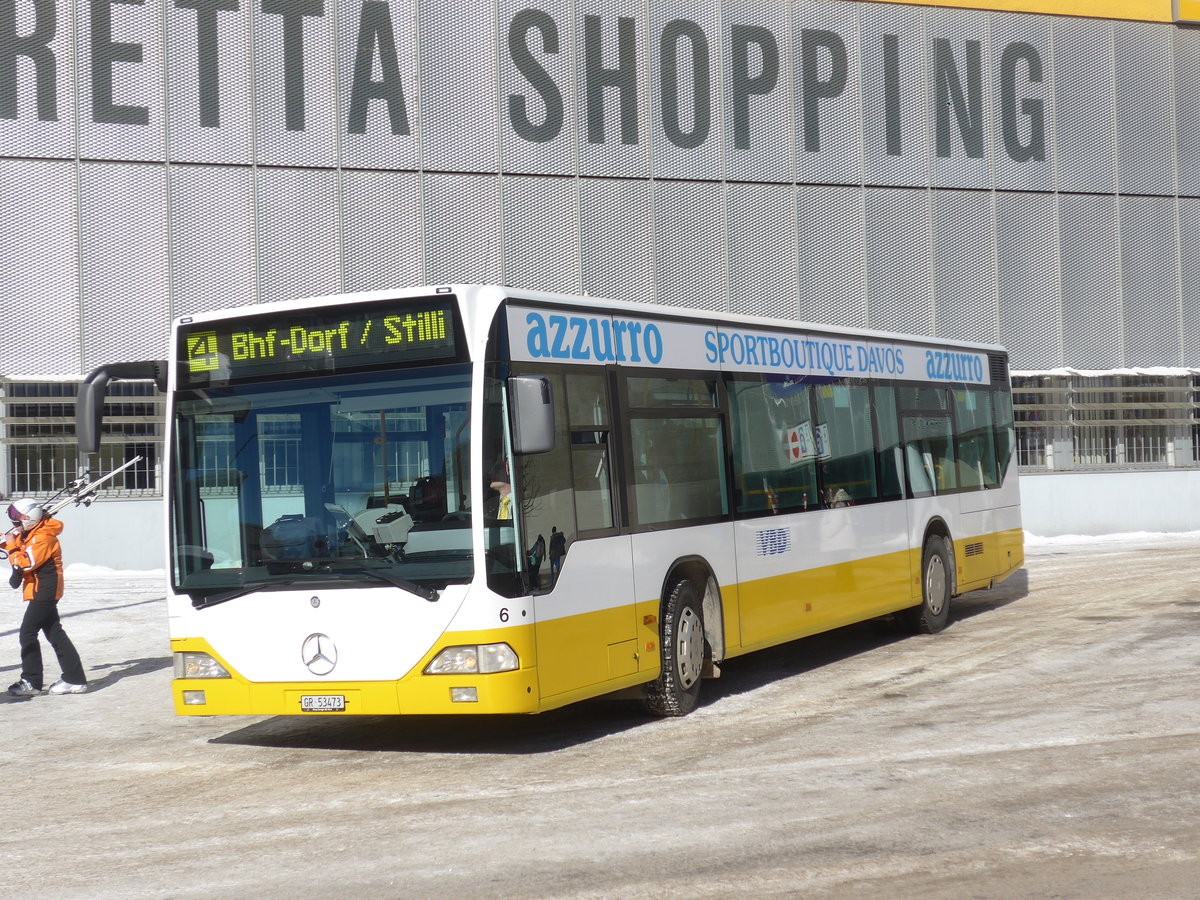 (188'527) - VBD Davos - Nr. 6/GR 53'473 - Mercedes am 13. Februar 2018 beim Bahnhof Davos Platz