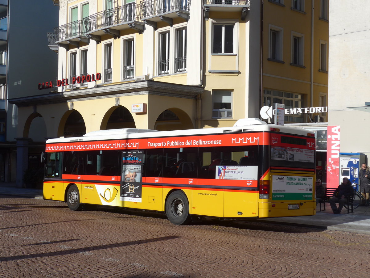 (188'553) - AutoPostale Ticino - TI 215'031 - Setra (ex P 25'650) am 14. Februar 2018 beim Bahnhof Bellinzona