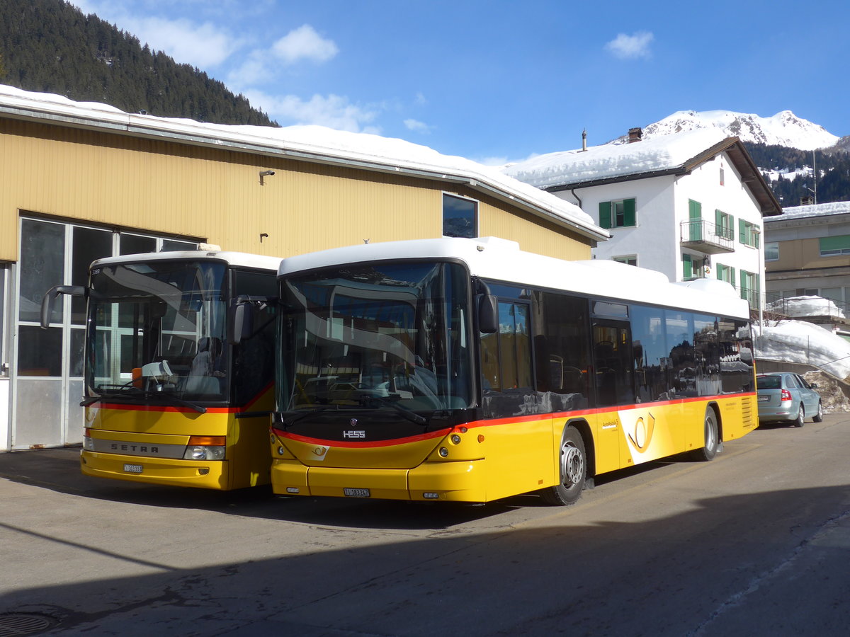 (188'609) - Marchetti, Airolo - TI 183'247 - Scania/Hess (ex Busland, Burgdorf Nr. 41; ex Demofahrzeug Hess, Bellach) am 14. Februar 2018 in Airoli, Garage