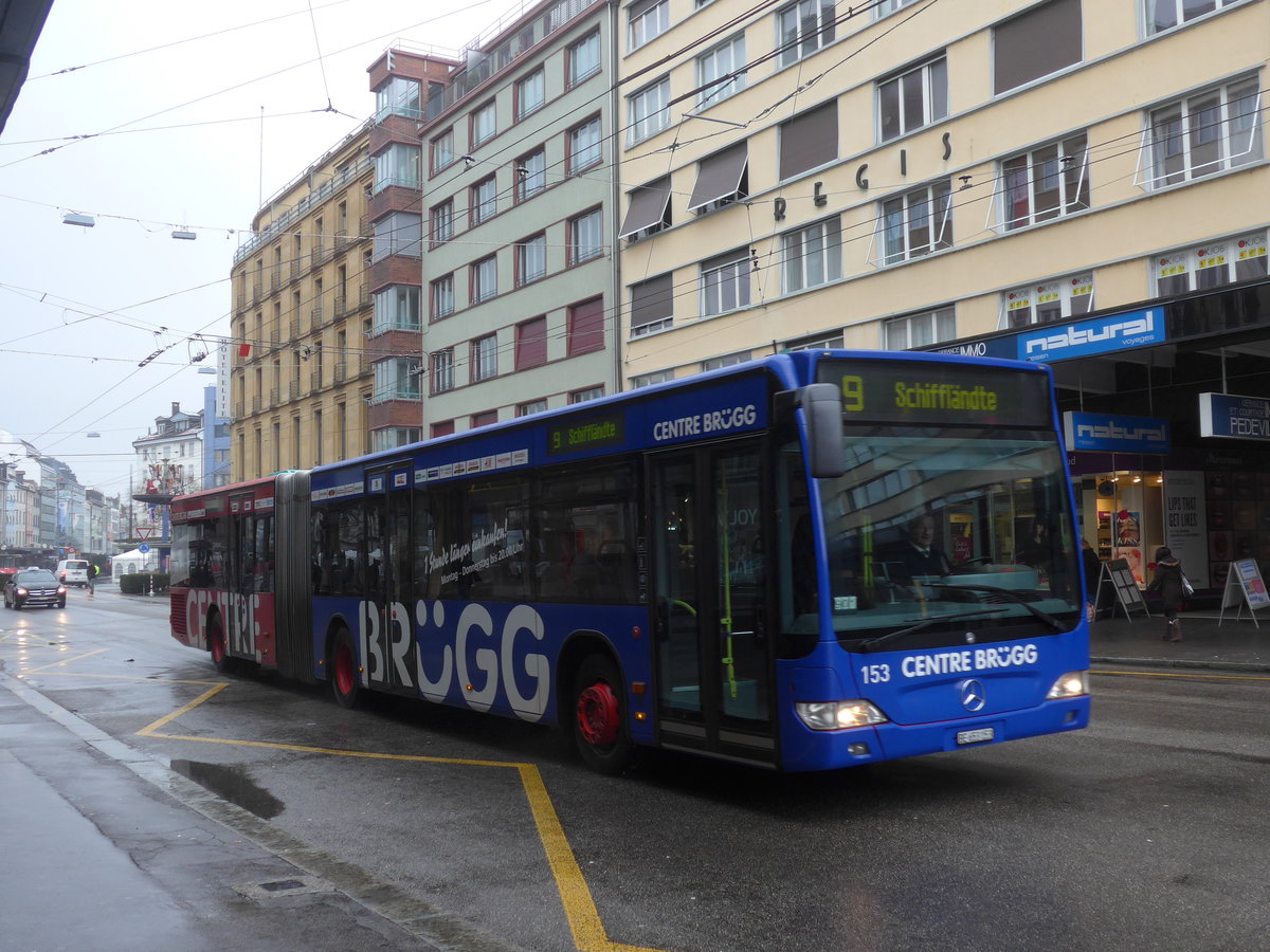 (188'662) - VB Biel - Nr. 153/BE 653'153 - Mercedes am 15. Februar 2018 beim Bahnhof Biel