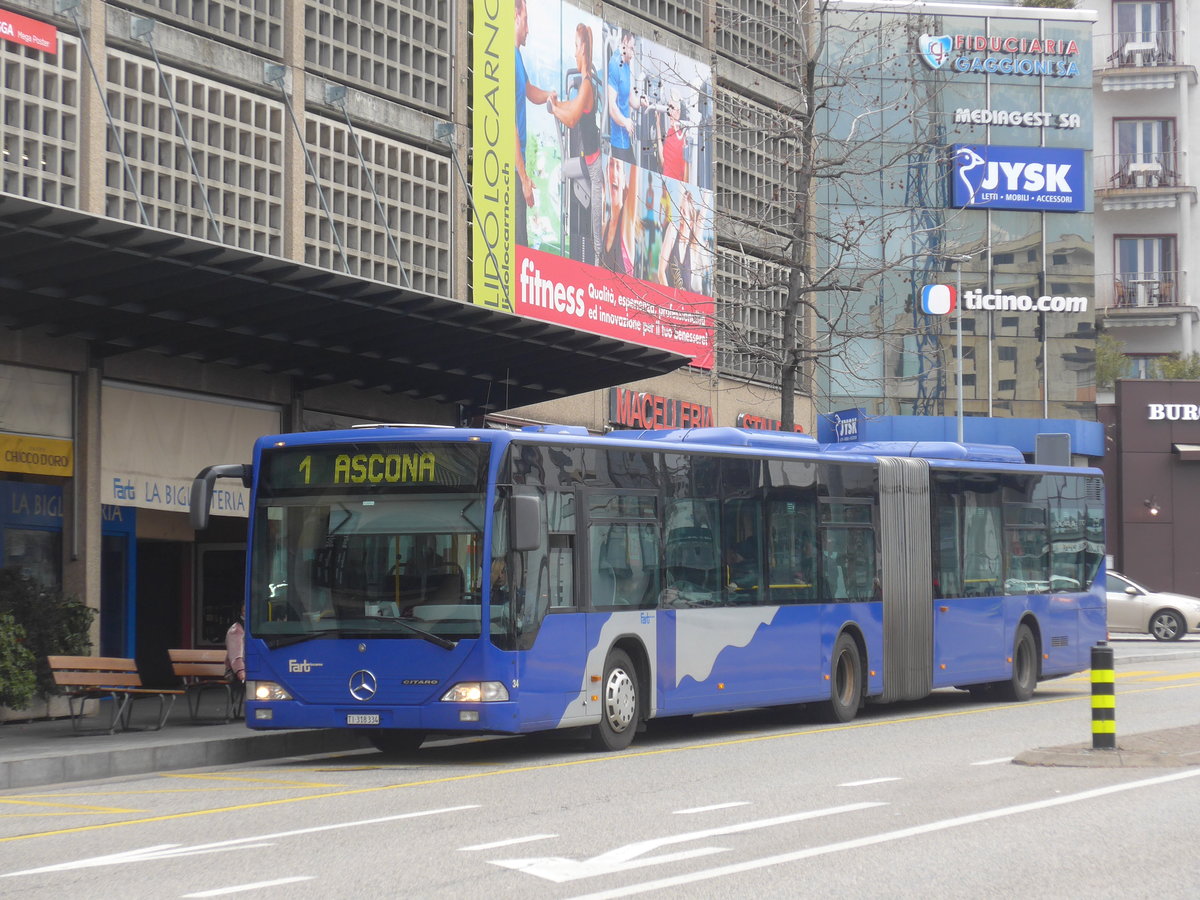 (188'831) - FART Locarno - Nr. 34/TI 318'334 - Mercedes (ex VZO Grningen Nr. 22) am 17. Februar 2018 beim Bahnhof Locarno