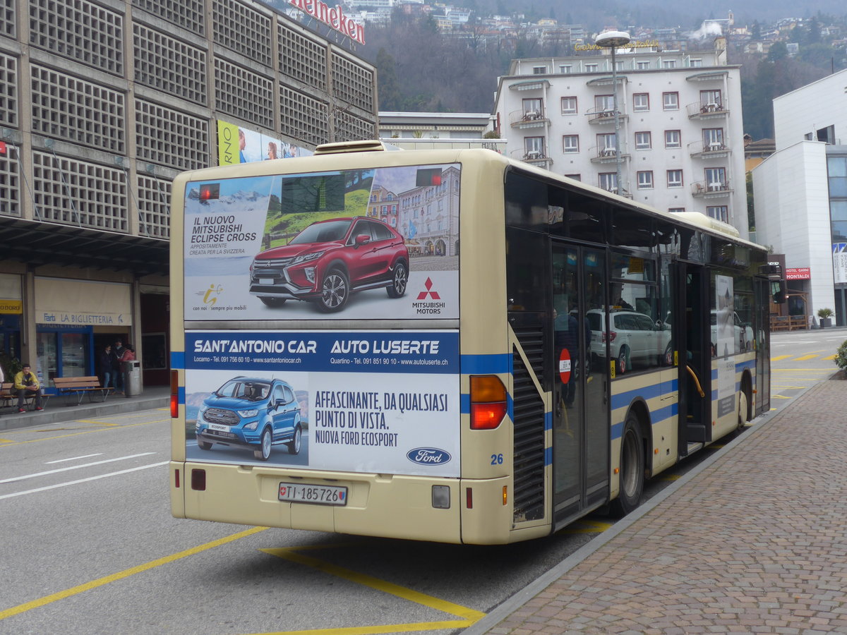 (188'835) - FART Locarno - Nr. 26/TI 185'726 - Mercedes am 17. Februar 2018 beim Bahnhof Locarno 