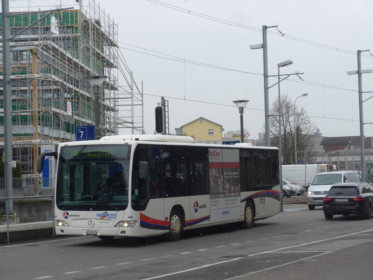 (189'536) - Knecht, Windisch - Nr. 458/AG 304'177 - Mercedes am 19. Mrz 2018 beim Bahnhof Lenzburg