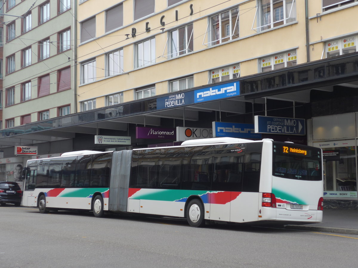 (189'868) - ASm Langenthal - Nr. 45/BE 703'518 - MAN am 2. April 2018 beim Bahnhof Biel