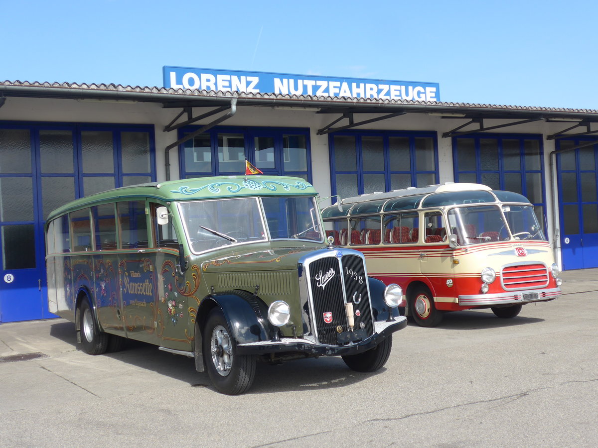 (190'048) - Lorenz, Lyssach - Saurer/Saurer (ex Geiger, Adelboden Nr. 8; ex P 1997) am 7. April 2018 in Lyssach, Garage