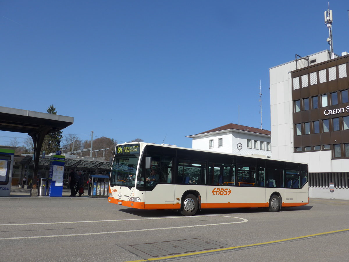 (190'084) - RBS Worblaufen - Nr. 13/BE 602'813 - Mercedes (ex BSU Solothurn Nr. 84/vermietet; ex RBS Worblaufen Nr. 13) am 7. April 2018 beim Bahnhof Burgdorf