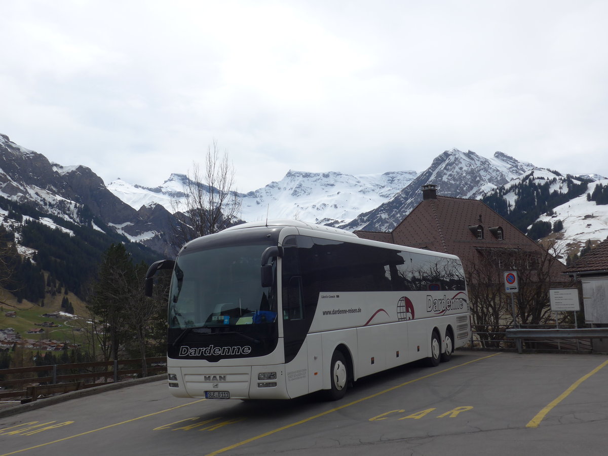 (190'117) - Aus Deutschland: Dardenne, Schleiden - SLE-D 111 - MAN am 14. April 2018 in Adelboden, Landstrasse