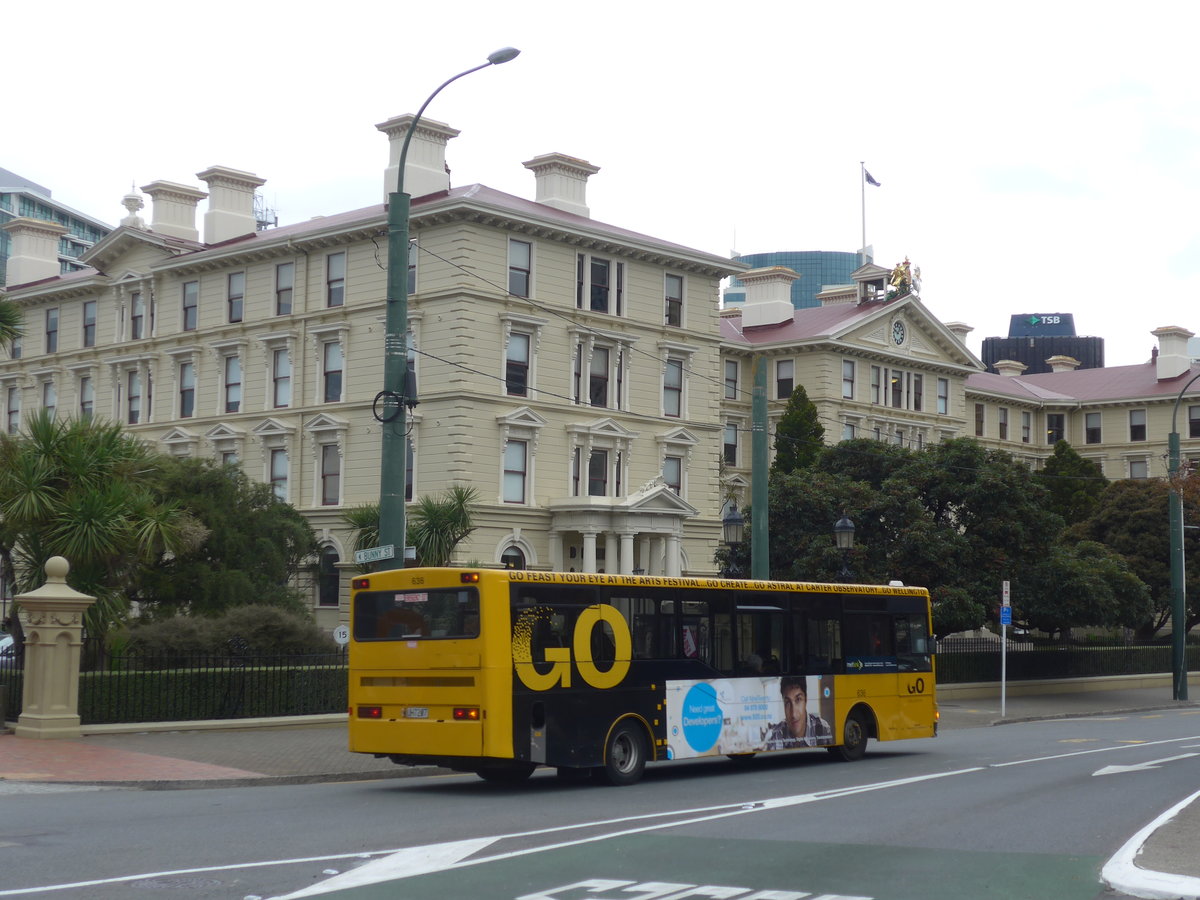 (191'658) - GO Wellington - Nr. 636/UH7207 - MAN/Designline am 27. April 2018 beim Bahnhof Wellington