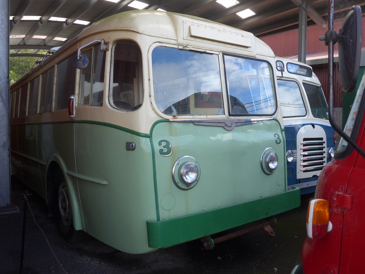 (191'973) - ATB Auckland - Nr. 3 - Leyland/DSC&Cousins Trolleybus am 30. April 2018 in Auckland, Motat (Teilaufnahme)