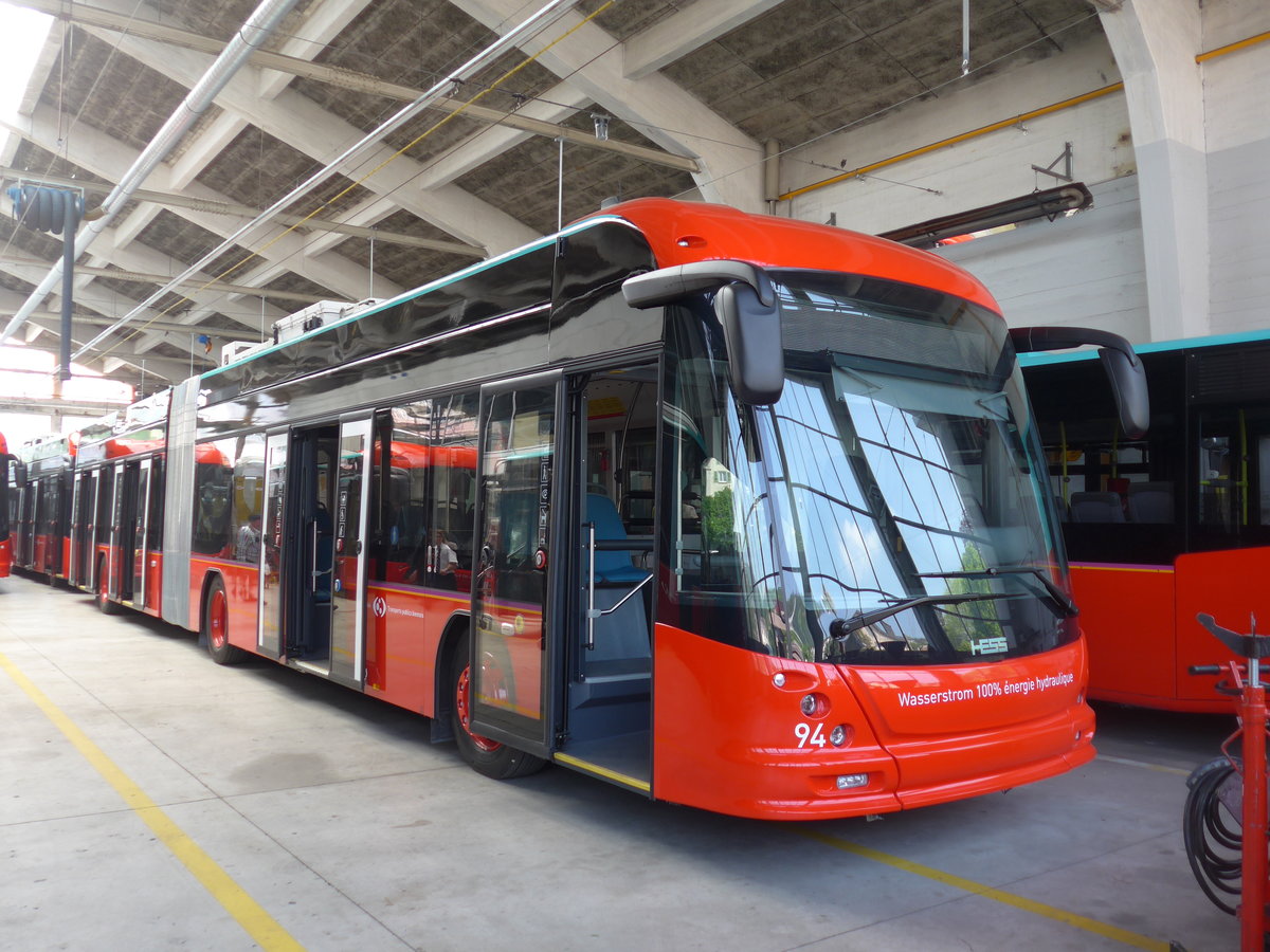 (192'818) - VB Biel - Nr. 94 - Hess/Hess Gelenktrolleybus am 6. Mai 2018 in Biel, Depot