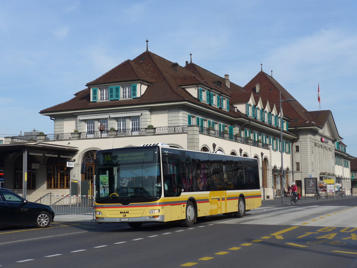 (193'643) - STI Thun - Nr. 127/BE 700'127 - MAN am 3. Juni 2018 beim Bahnhof Thun