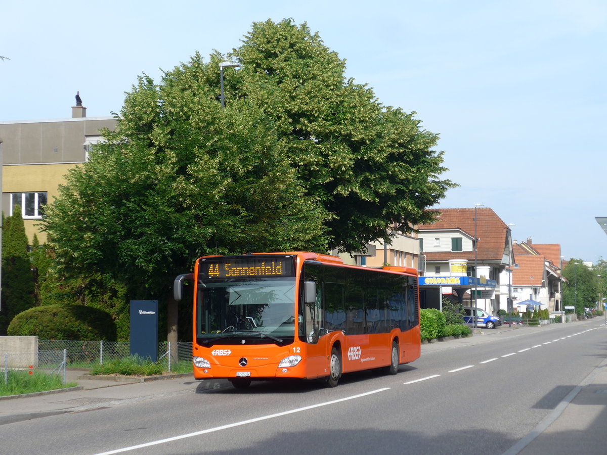 (193'644) - RBS Worblaufen - Nr. 12/BE 535'312 - Mercedes am 3. Juni 2018 beim Bahnhof Gmligen