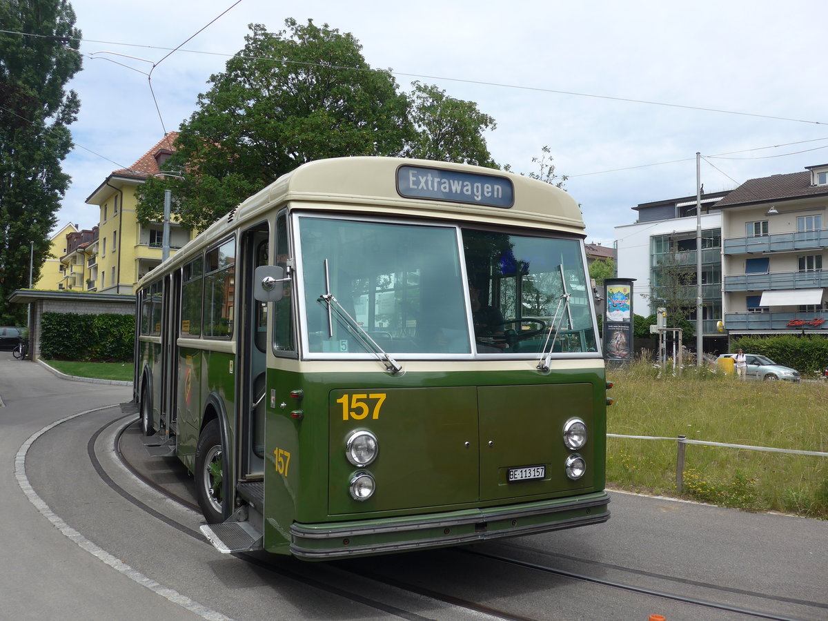 (194'351) - SVB Bern (Bernmobil historique) - Nr. 157/BE 113'157 - FBW/Gangloff am 24. Juni 2018 in Bern, Weissenbhl