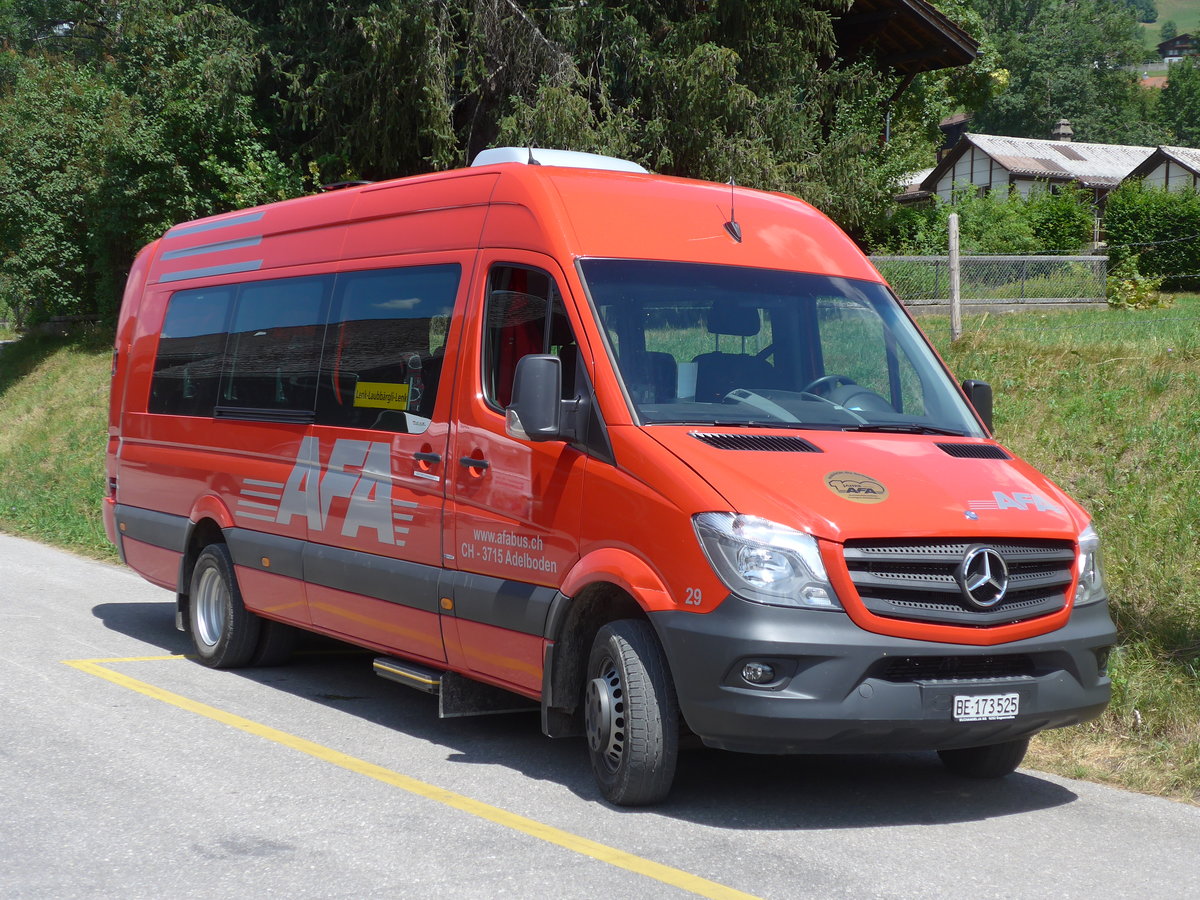 (194'688) - AFA Adelboden - Nr. 29/BE 173'525 - Mercedes am 9. Juli 2018 beim Bahnhof Lenk