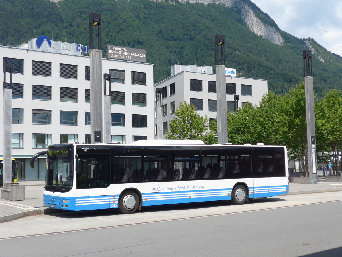 (194'844) - BSW Sargans - Nr. 342/SG 297'515 - MAN am 15. Juli 2018 beim Bahnhof Sargans