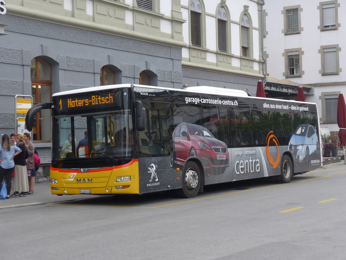 (194'942) - PostAuto Wallis - VS 449'120 - MAN am 21. Juli 2018 beim Bahnhof Brig