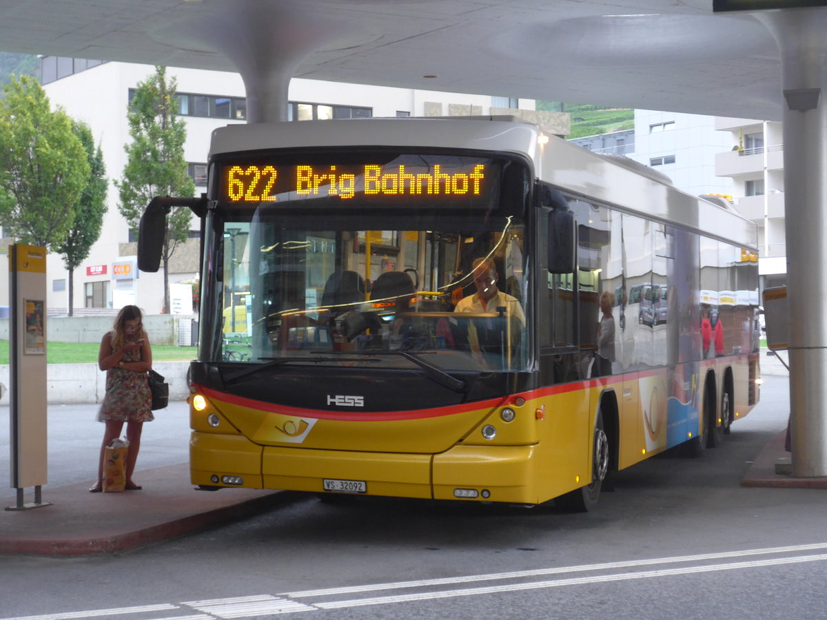 (195'784) - PostAuto Wallis - VS 32'092 - Scania/Hess (ex In Albon, Visp) am 6. August 2018 beim Bahnhof Visp