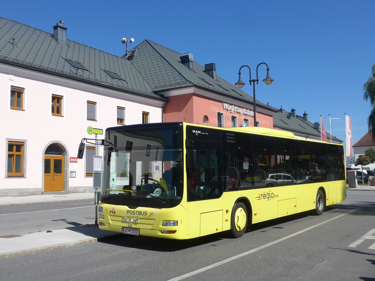 (196'944) - PostBus - BD 13'359 - MAN am 12. September 2018 beim Bahnhof Wrgl