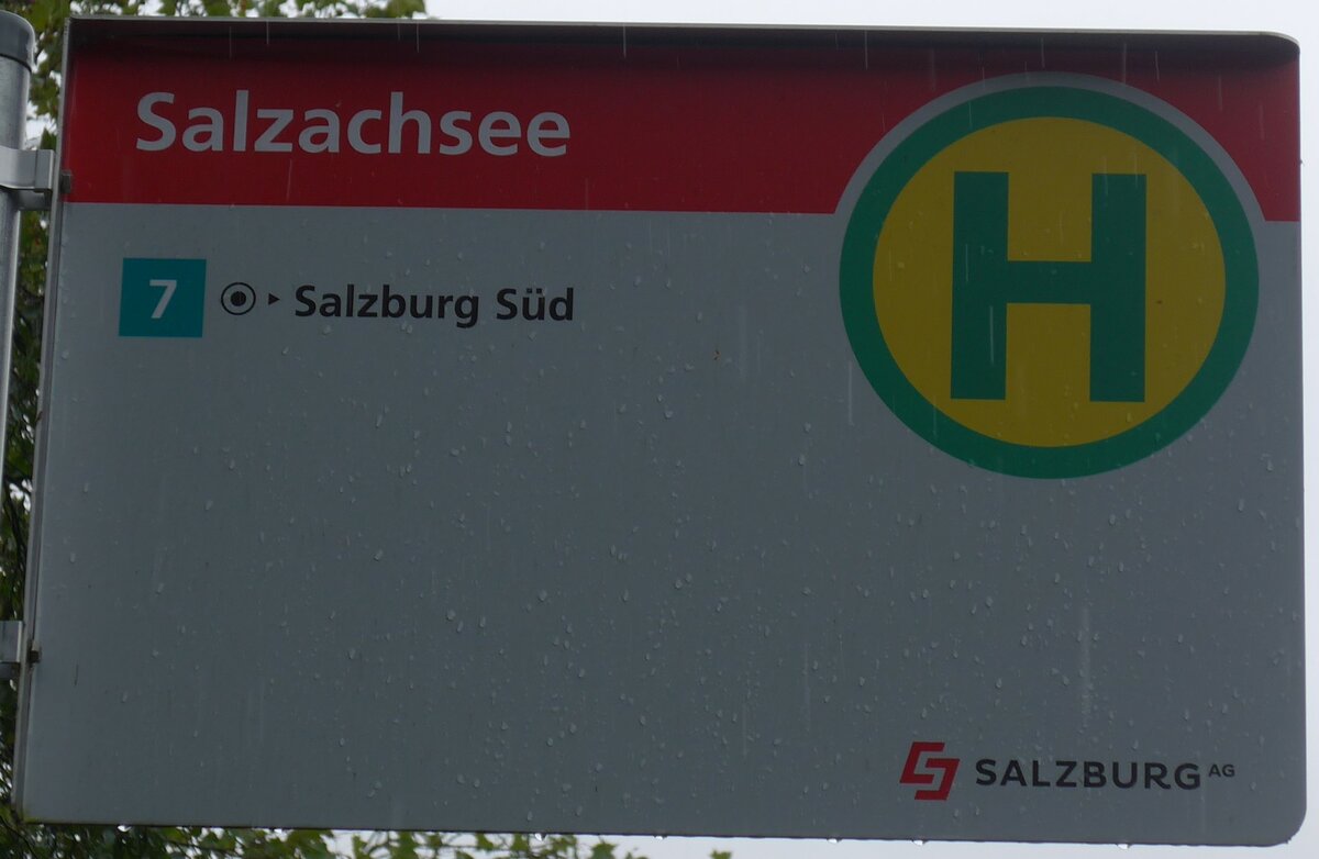 (197'463) - SALTBURG AG-Haltestellenschild - Salzburg, Salzachsee - am 14. September 2018