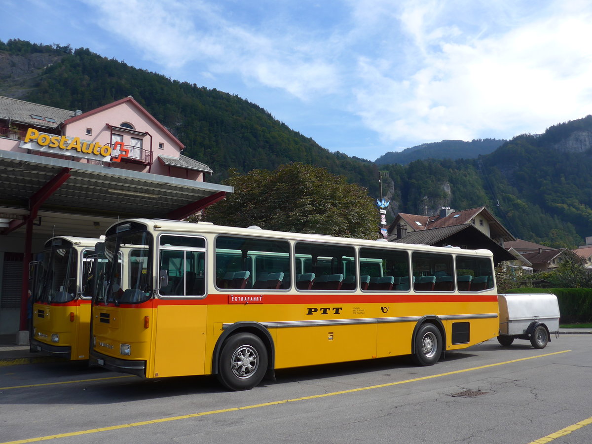 (197'663) - Schmid, Thrishaus - BE 26'206 - Saurer/Tscher (ex P 24'244) am 16. September 2018 in Meiringen, Postautostation