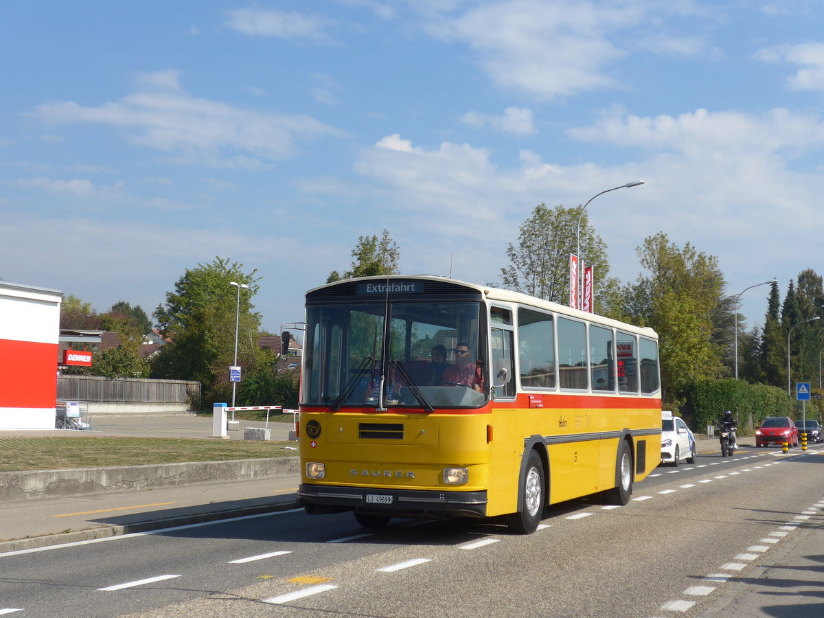 (198'026) - Huber, Oberkirch - LU 49'699 - Saurer/R&J (ex Frigg, Zernez; ex P 24'283) am 30. September 2018 in Bellach, Hess 