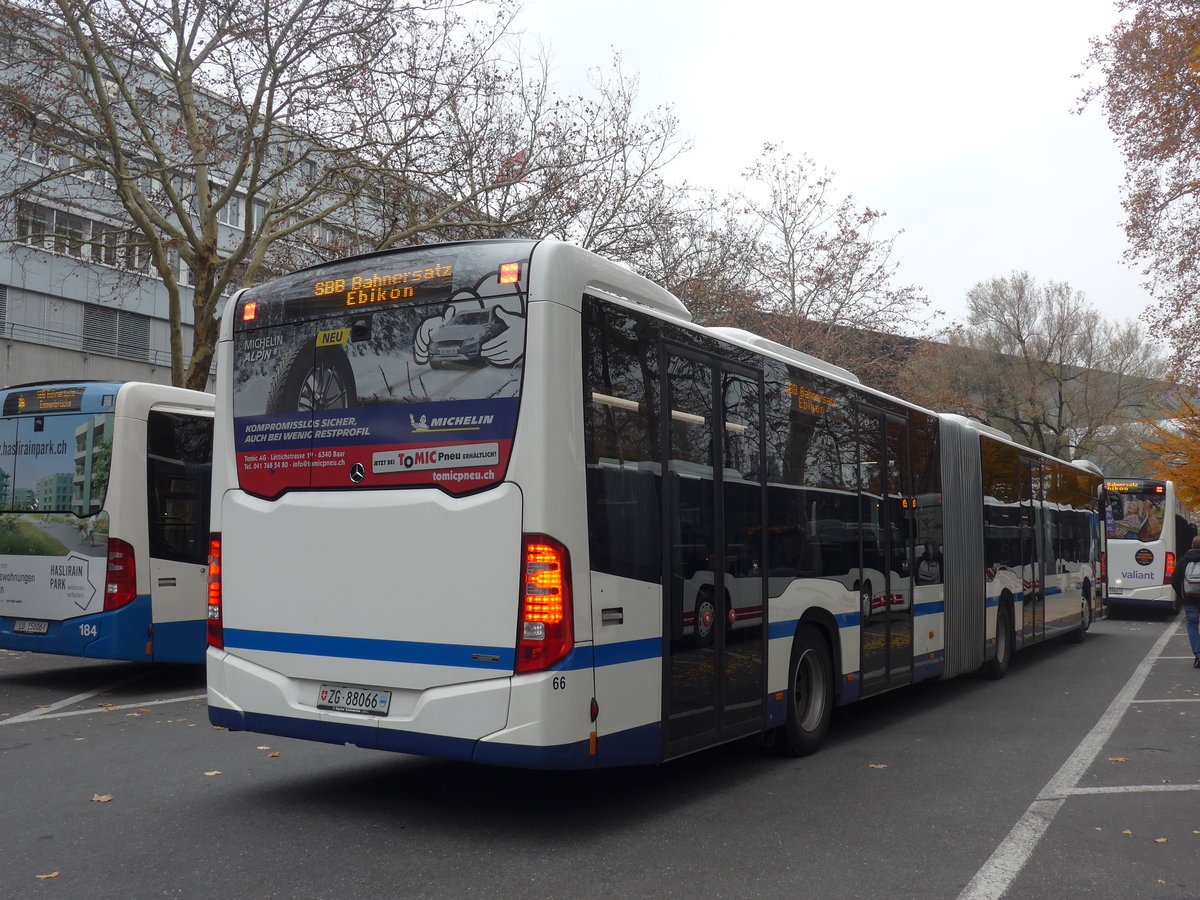 (199'360) - ZVB Zug - Nr. 66/ZG 88'066 - Mercedes am 18. November 2018 in Luzern, Inseli-P