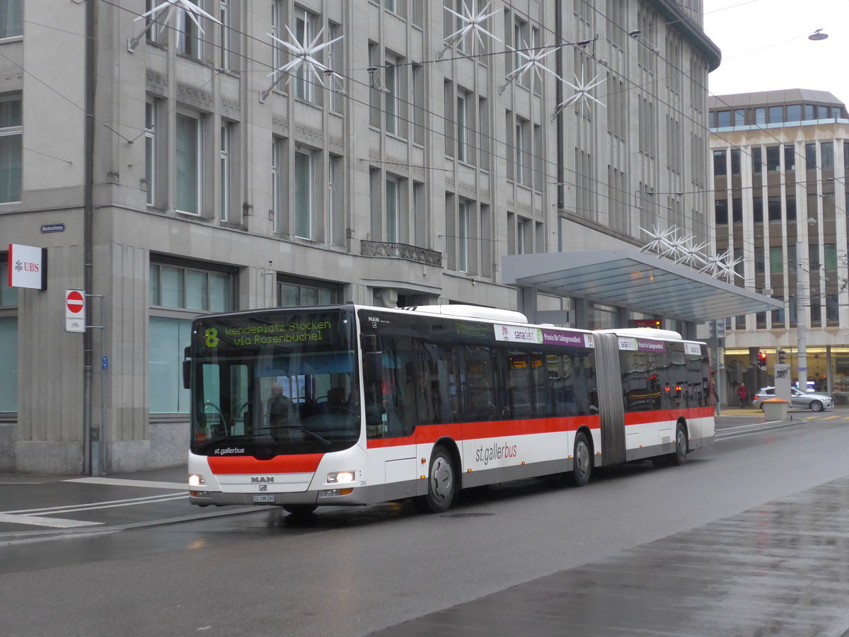 (199'471) - St. Gallerbus, St. Gallen - Nr. 290/SG 198'290 - MAN am 24. November 2018 beim Bahnhof St. Gallen