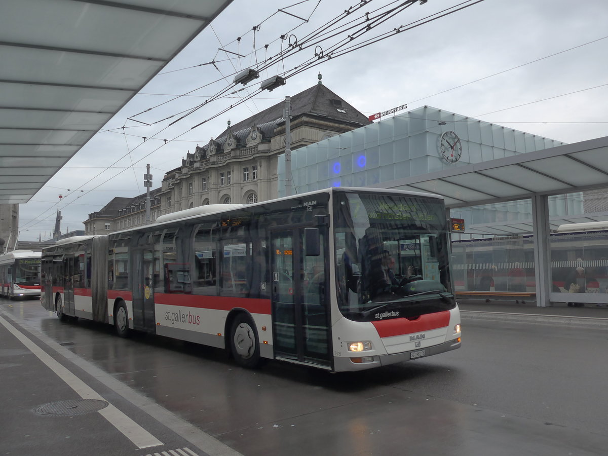 (199'506) - St. Gallerbus, St. Gallen - Nr. 278/SG 198'278 - MAN am 24. November 2018 beim Bahnhof St. Gallen