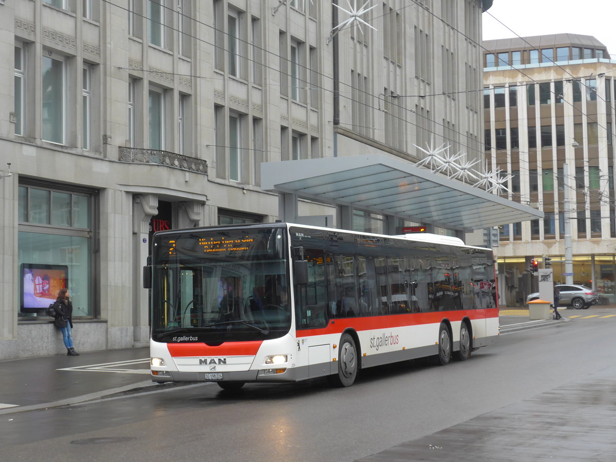 (199'517) - St. Gallerbus, St. Gallen - Nr. 224/SG 198'224 - MAN am 24. November 2018 beim Bahnhof St. Gallen