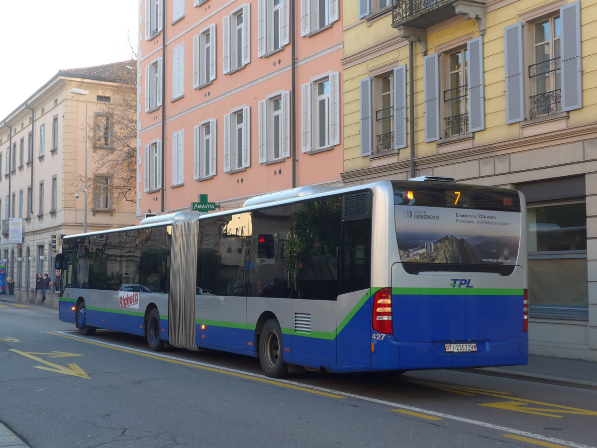 (199'667) - TPL Lugano - Nr. 427/TI 235'729 - Mercedes am 7. Dezember 2018 in Lugano, Centro