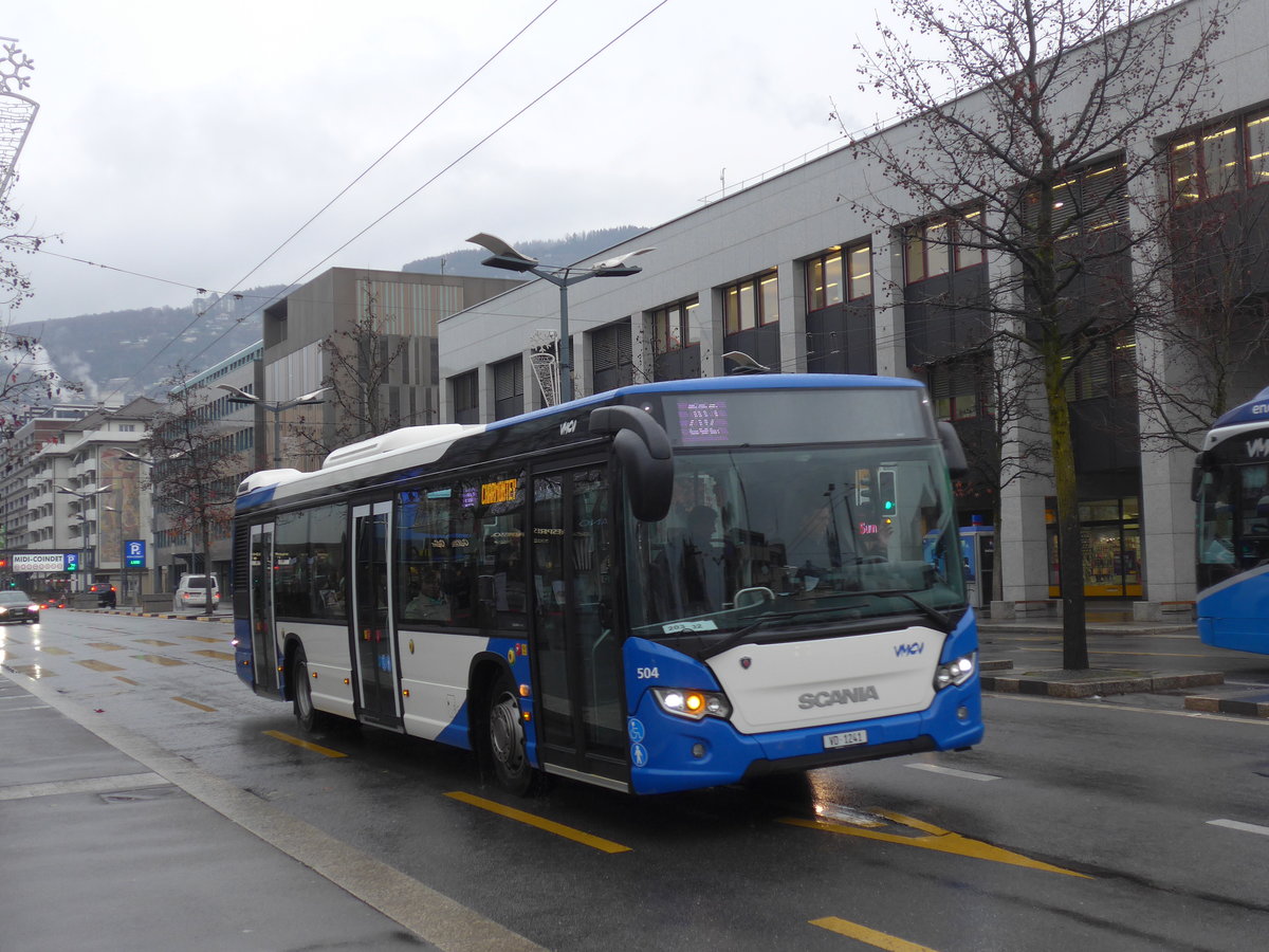 (200'003) - VMCV Clarens - Nr. 504/VD 1241 - Scania am 17. Dezember 2018 beim Bahnhof Vevey