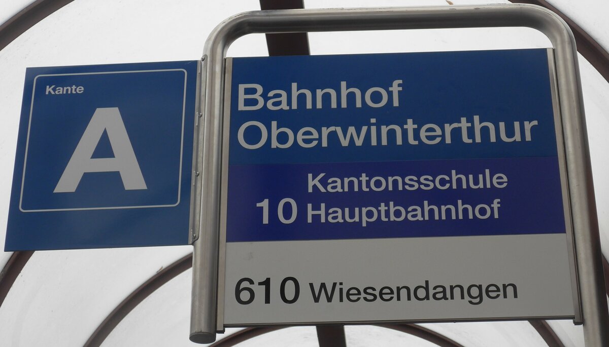 (200'093) - SBW/ZVV-Haltestellenschild - Winterthur, Bahnhof Oberwinterthur